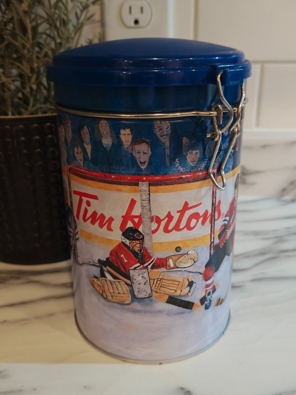 Vintage Tim Hortons Collector Series #002 The Winning Goal Hockey Tin Canister